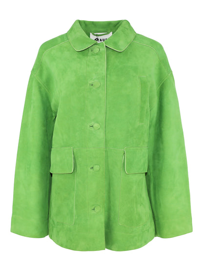 Staud Roxanne Suede Jacket in Leaf