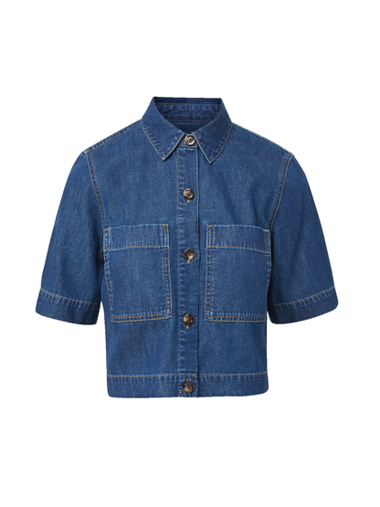 Veronica Beard Spruce Button-Down Shirt in Starry Night
