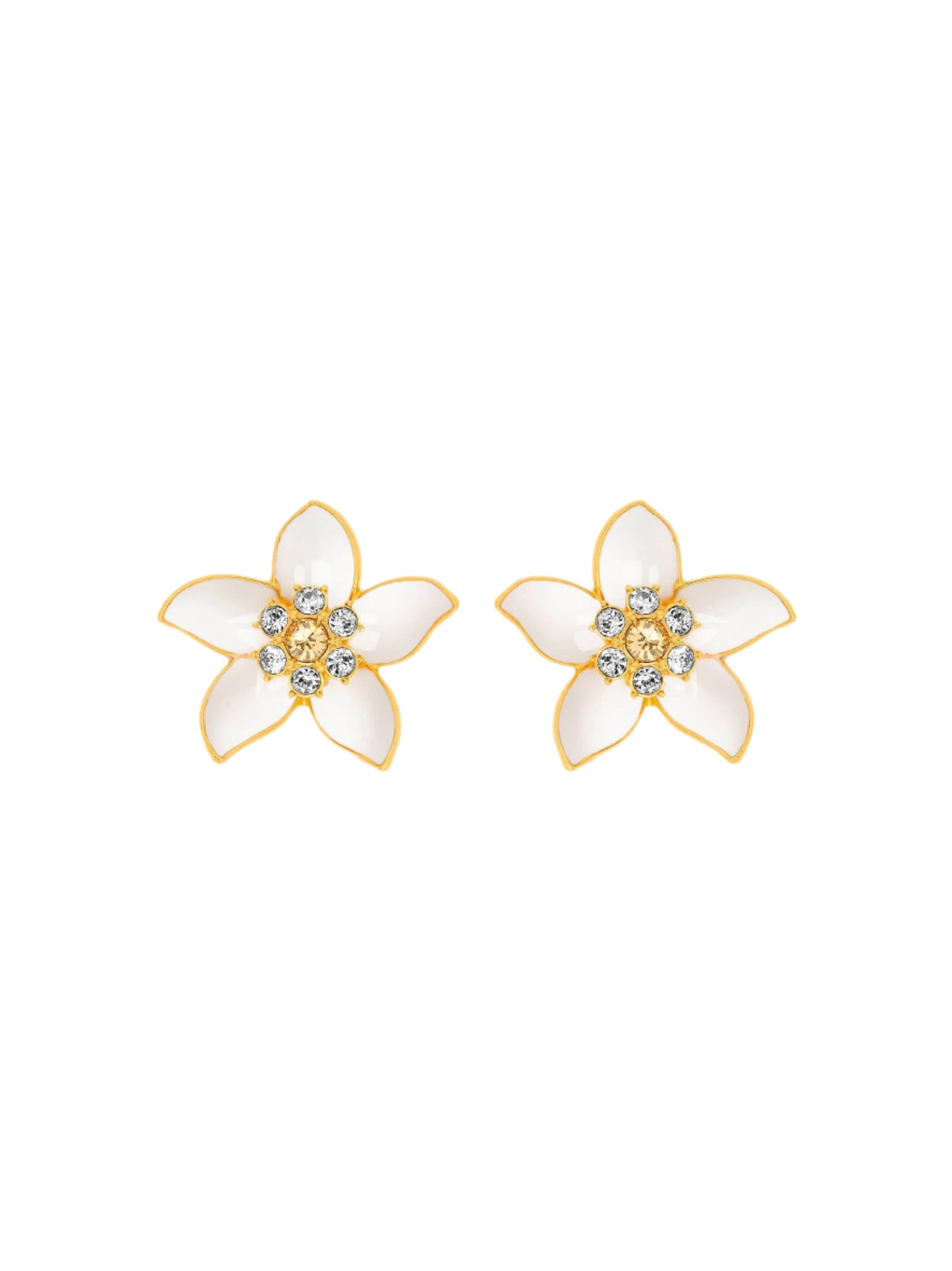 Oscar de la Renta Jasmin Flower Stud Earrings in Ivory