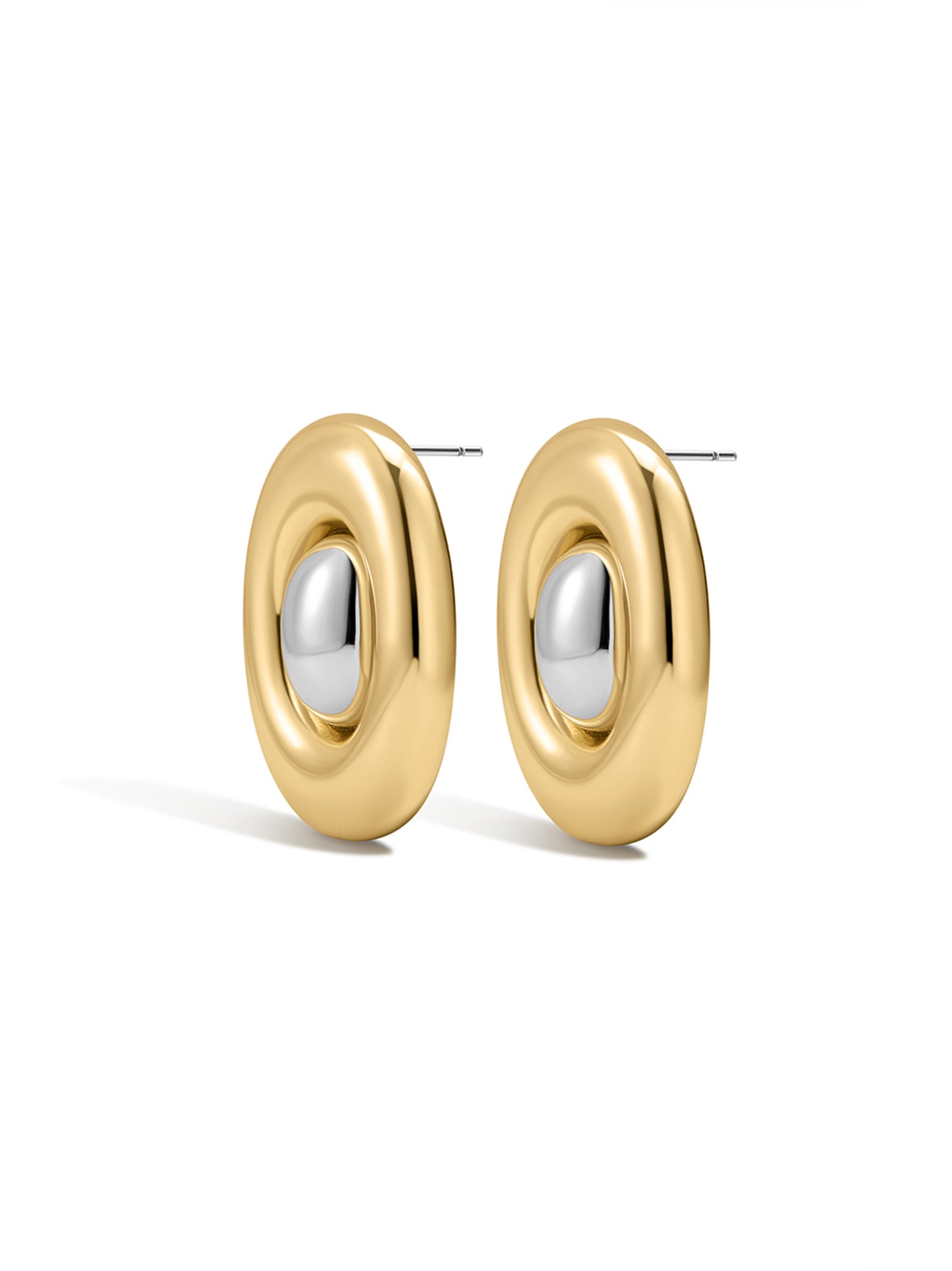 Luv AJ Two-Tone Chrome Orb Statement Studs (More Colors)