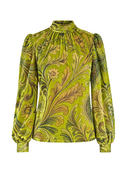 Retrofête Aradea Velvet Top in Envy Paisley Burnout