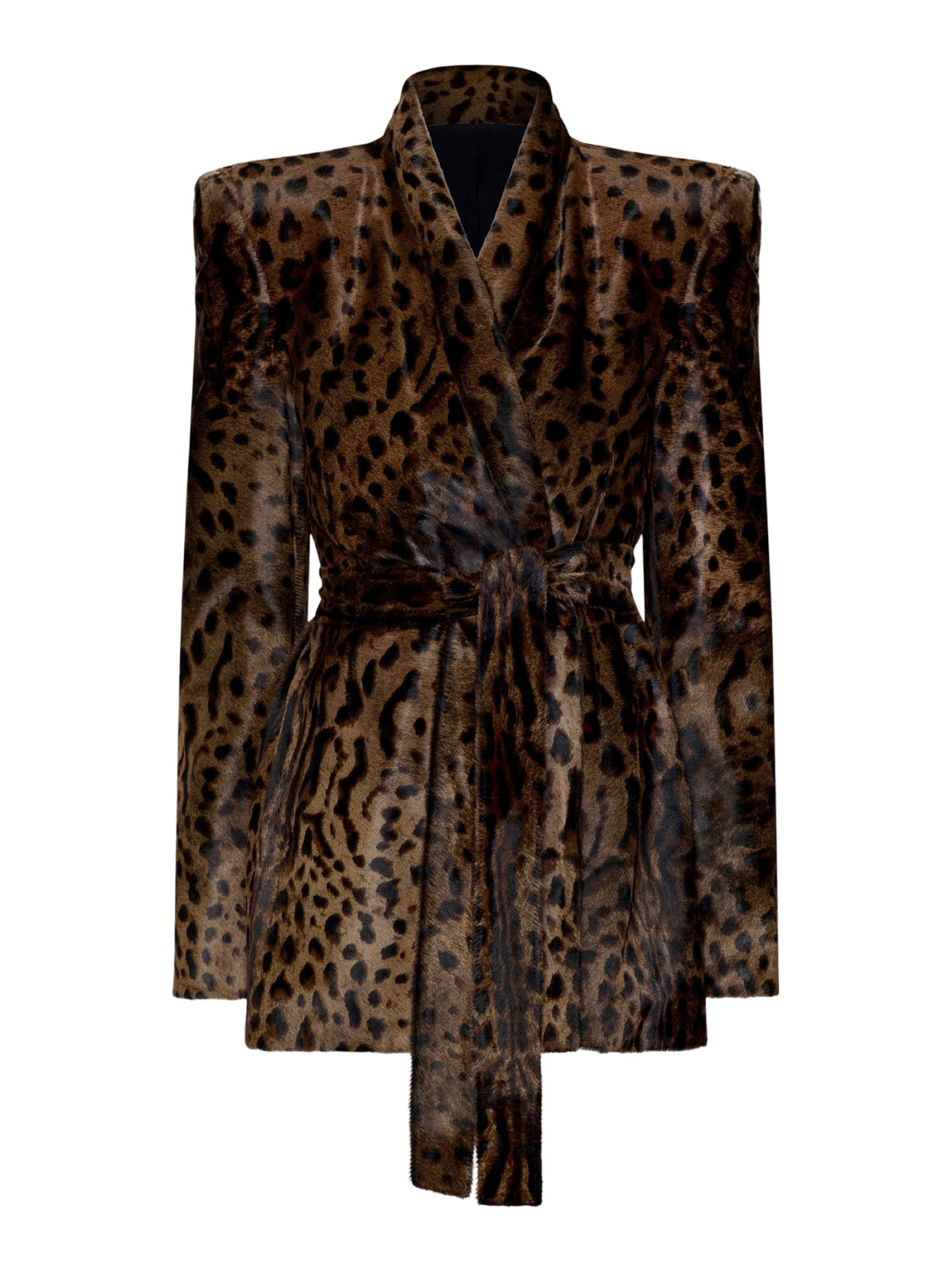 LAPOINTE Calf Hair Belted Jacket in Dark Natural