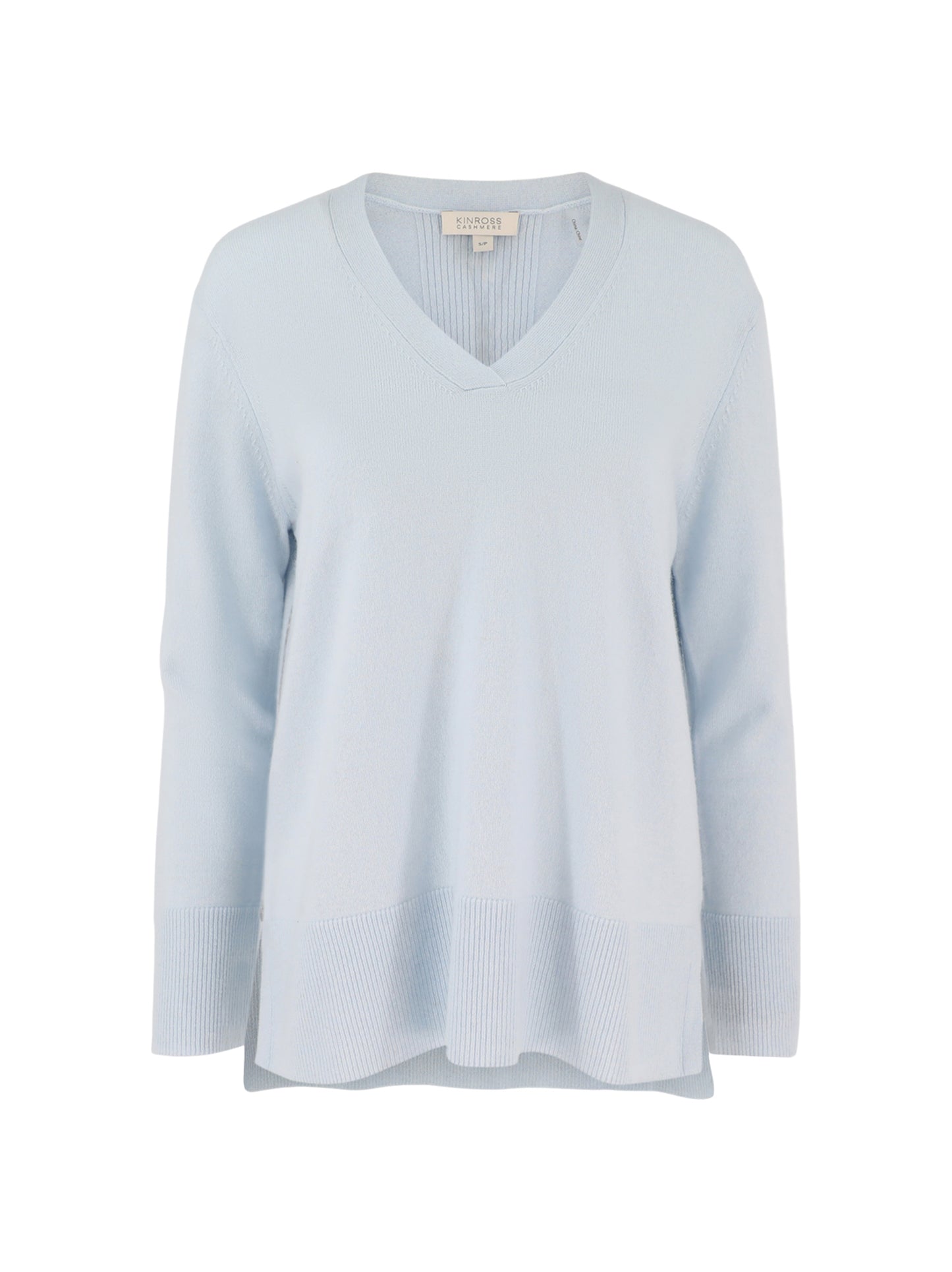 Kinross Cashmere Hi-Low Piped Easy Vee Sweater (More Colors)