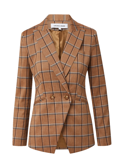 Veronica Beard Rickie Plaid Dickey Jacket in Ochre Multi