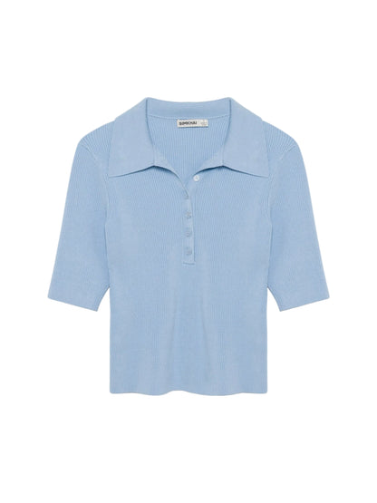 Simkhai Secily Knit Polo in Tidepool