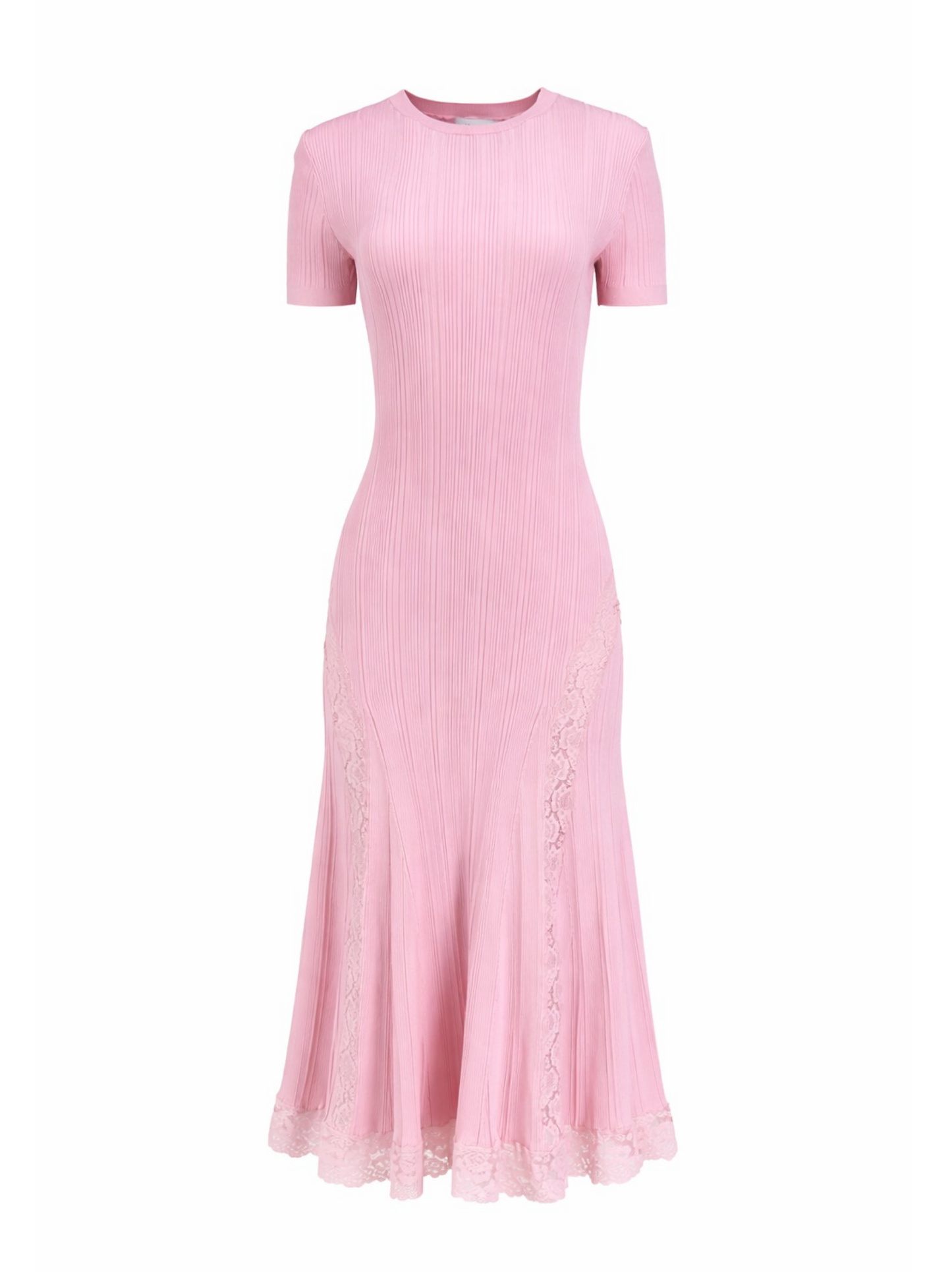 Knit Lace Insert Midi Dress