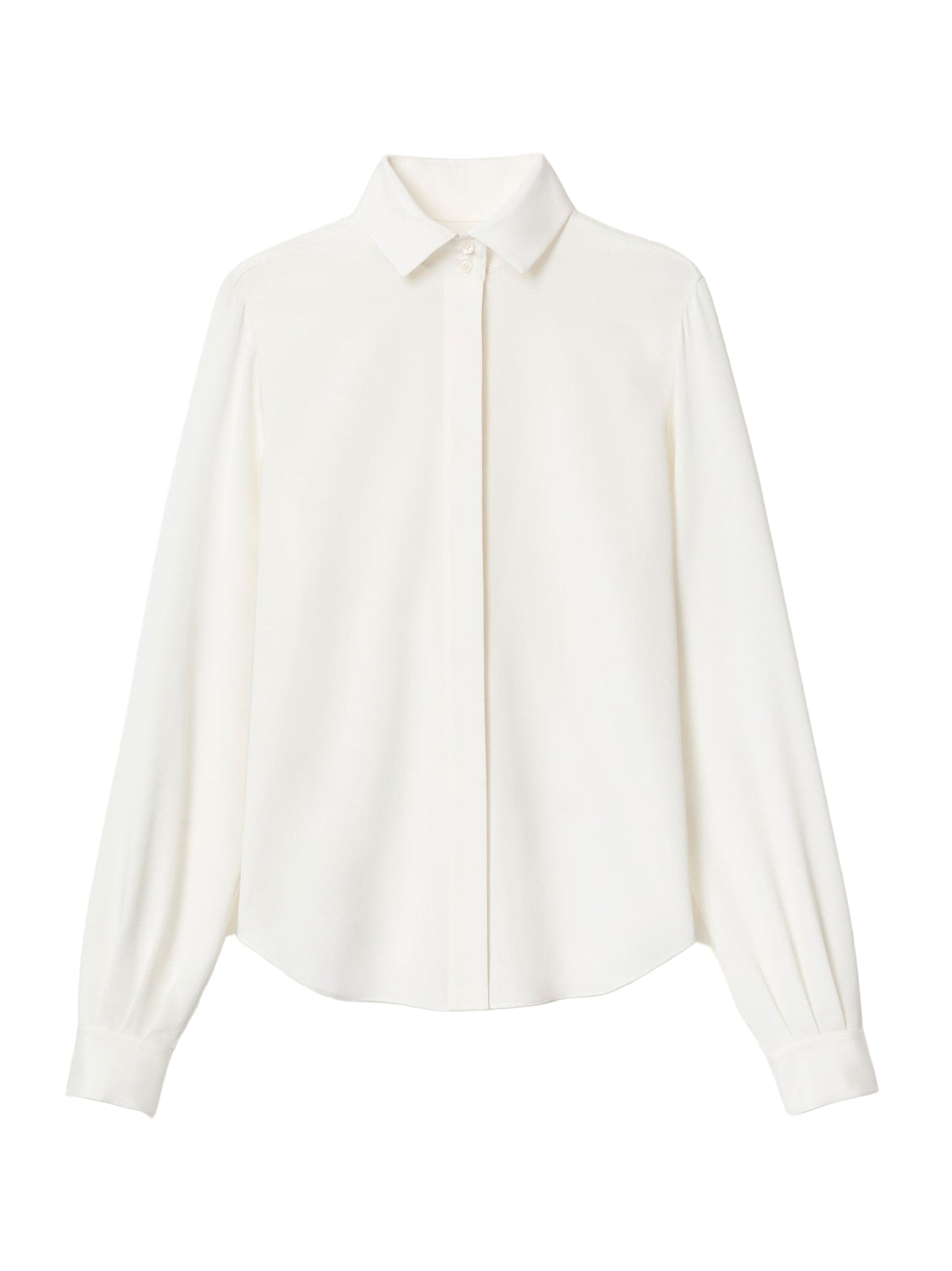 Lafayette 148 Organic Silk Stretch Georgette Pleated Back Blouse in Cloud