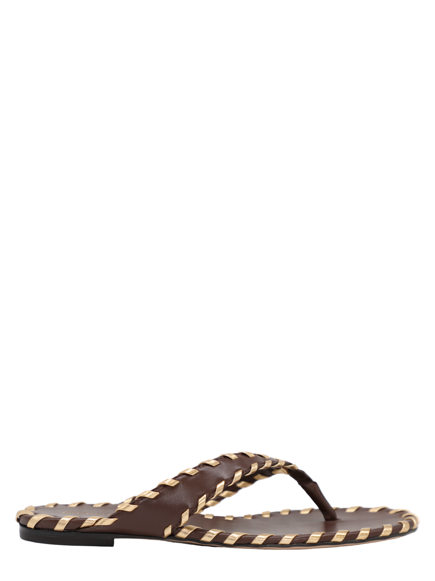 Gianvito Rossi Leather Sandals With Gold Metallic Trim