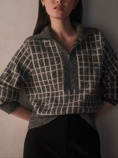 Varley Furley Half Zip Knit in Charcoal Marl