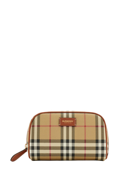 Burberry Small Check Travel Pouch in Vintage Check/Briar Brown