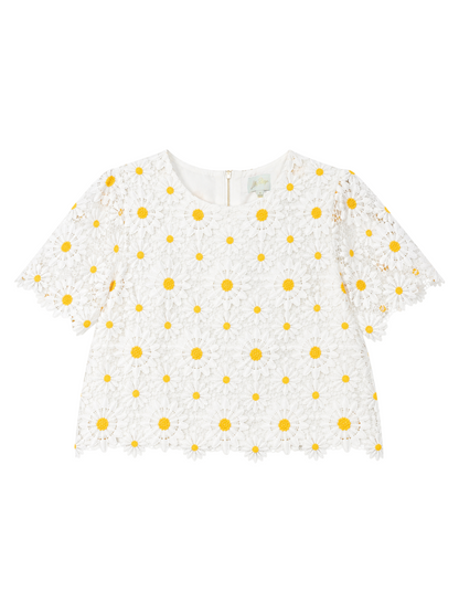 Lilly Pulitzer Louise Lace Top in Resort White Fresh as a Daisy Lace