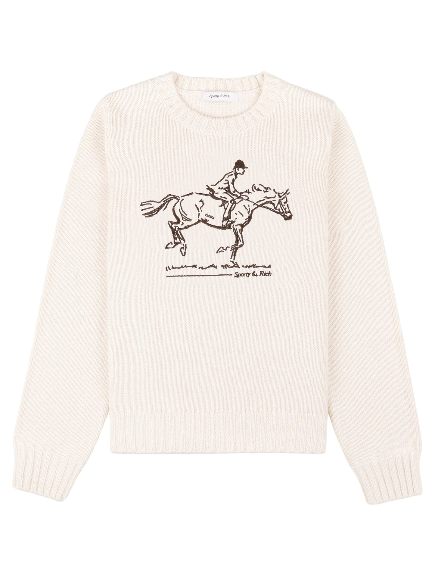 Sporty & Rich Horse Knitted Sweater in Ecru