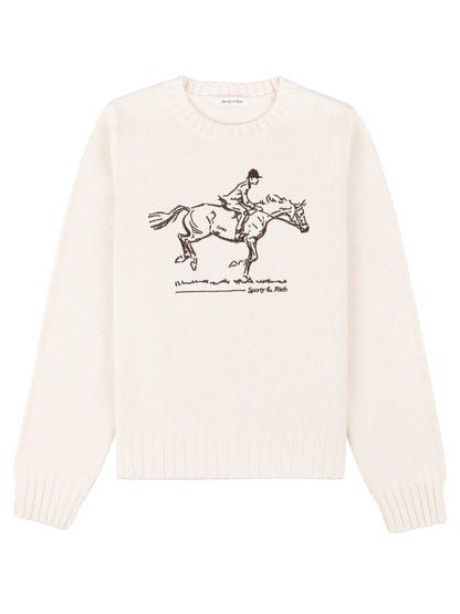 Sporty & Rich Horse Knitted Sweater in Ecru