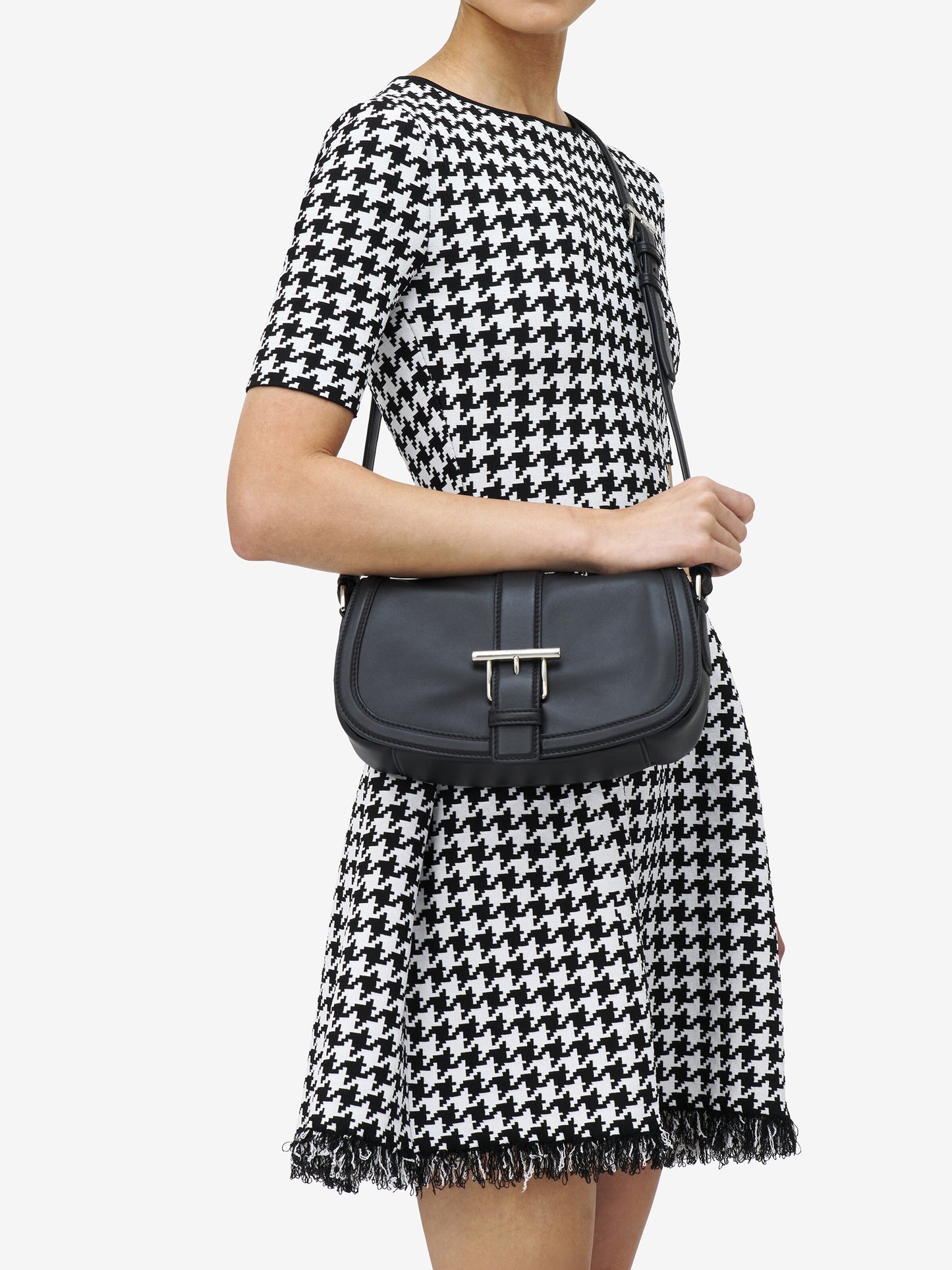 Alexander McQueen T-Bar Satchel in Black/Silver