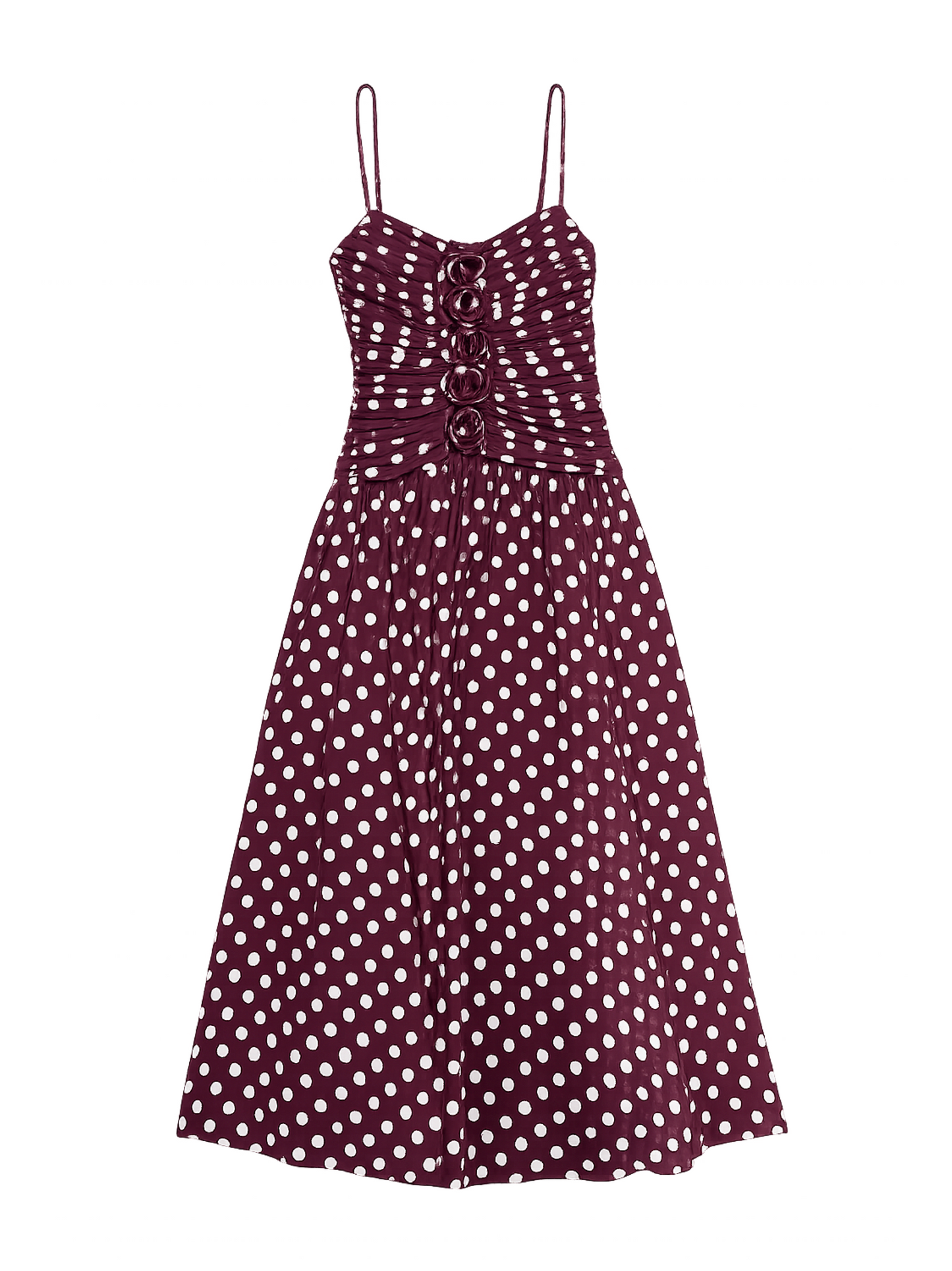 Cinq à Sept Camille Polka Dot Magda Dress in Burgandy
