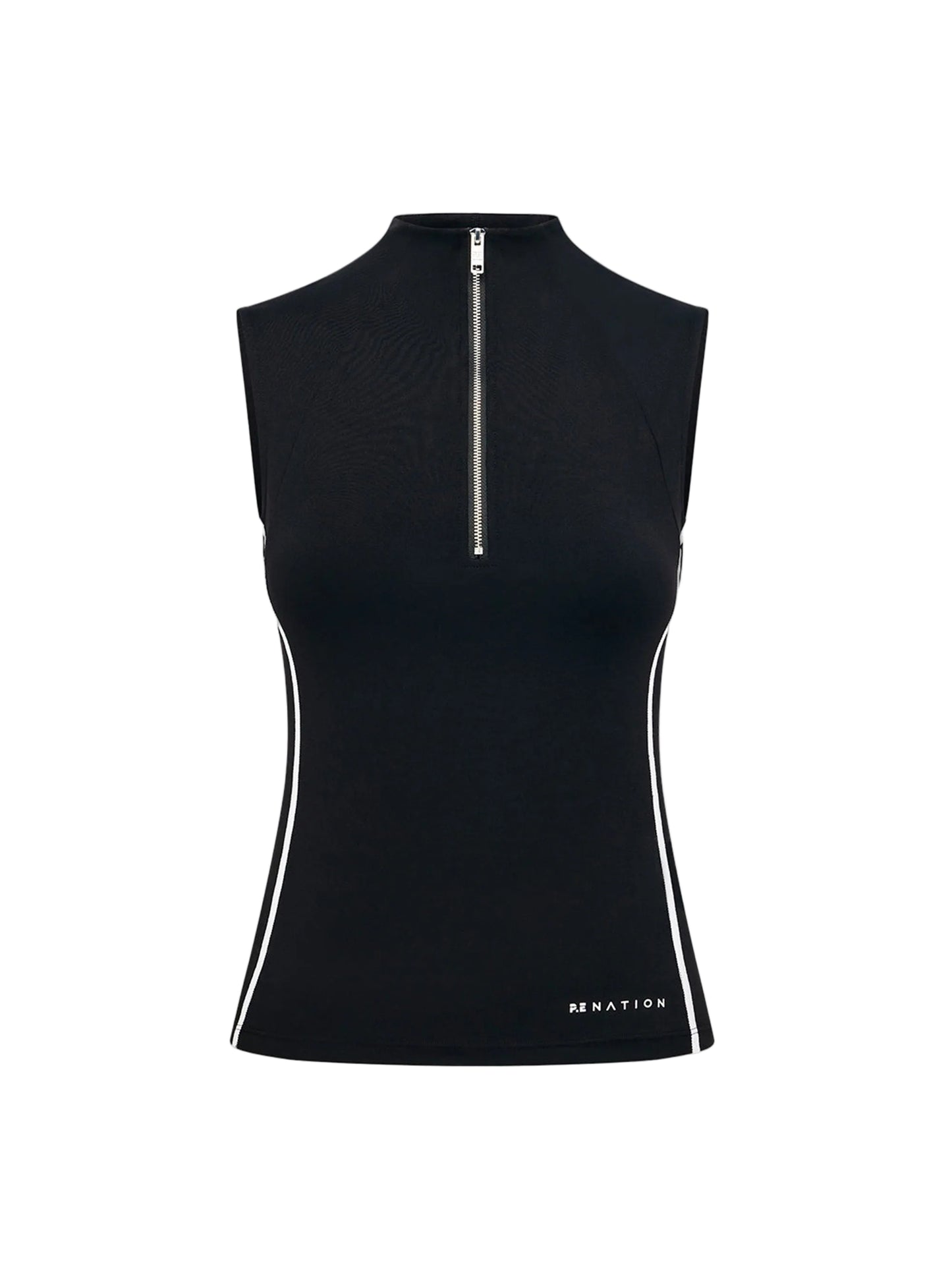 P.E Nation Routine Quarter Zip Tank in Black/Optic White