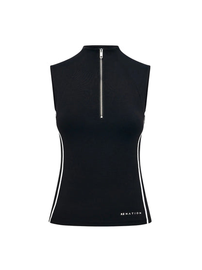 P.E Nation Routine Quarter Zip Tank in Black/Optic White