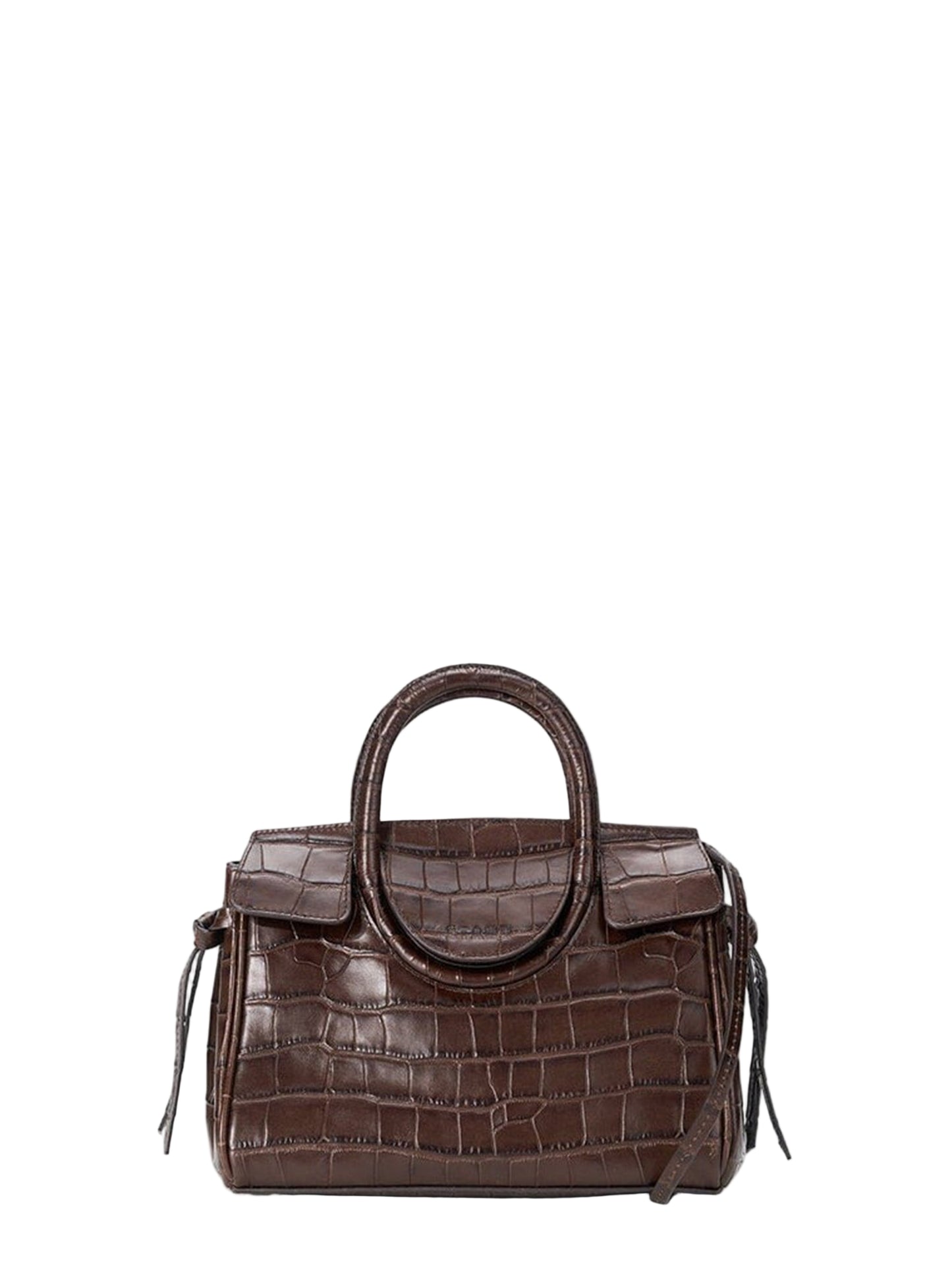 Staud Maude Mini Carryall in Espresso Croco