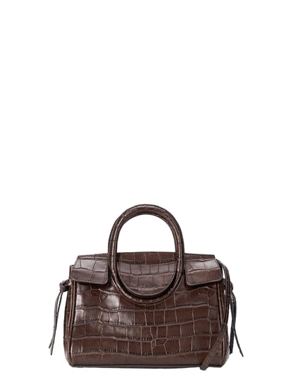 Staud Maude Mini Carryall in Espresso Croco