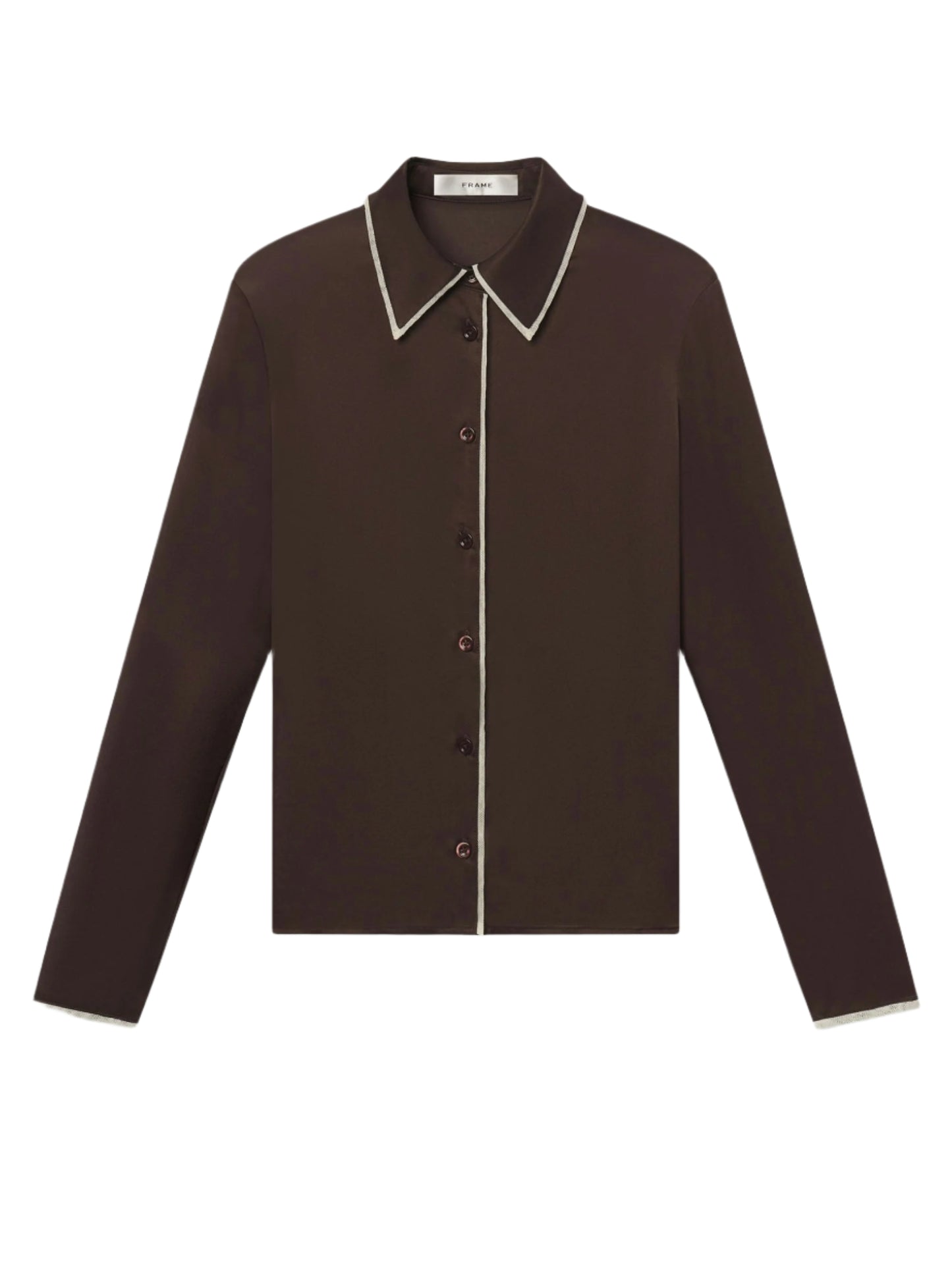 Frame Slim Essential Shirt in Coffee Multi
