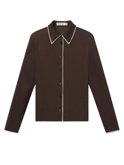 Frame Slim Essential Shirt in Coffee Multi