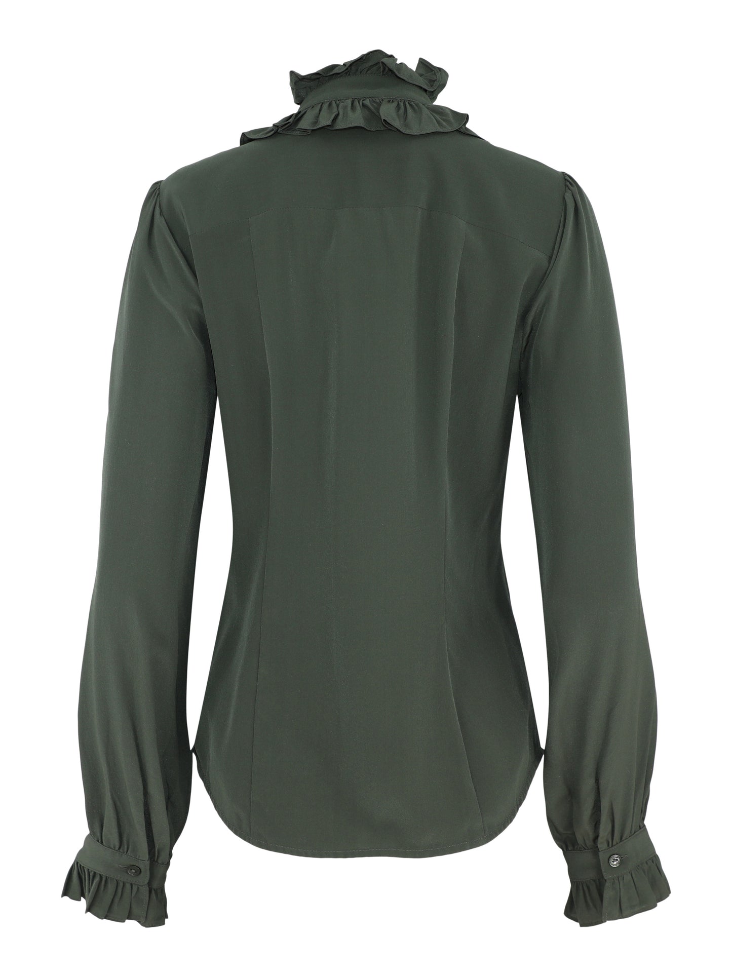 Ulla Johnson Catroux Silk Long Sleeve Button Front Blouse in Cypress