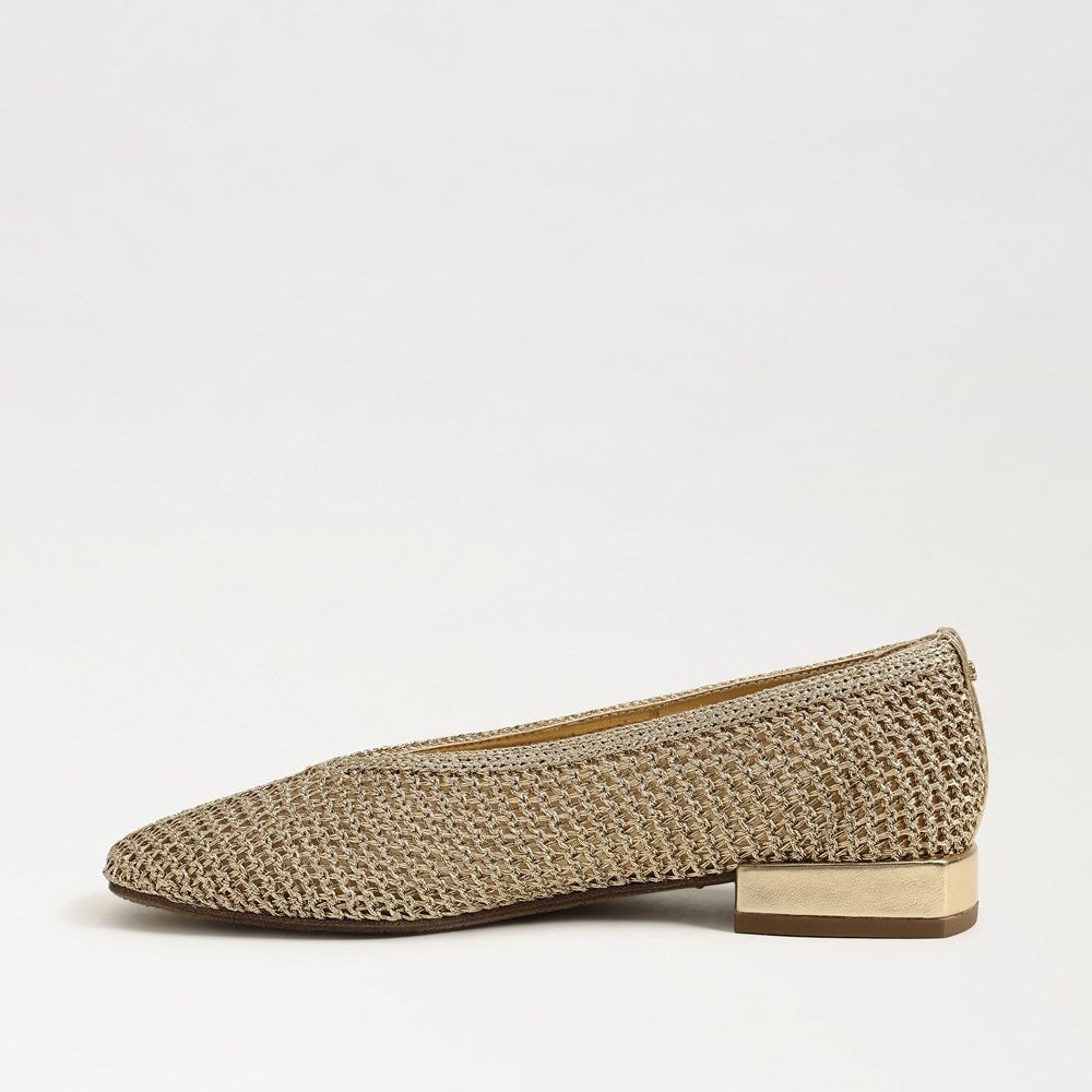 Sam Edelman  Kasey Knit Ballet Flat in Lustra Weave Amber Gold