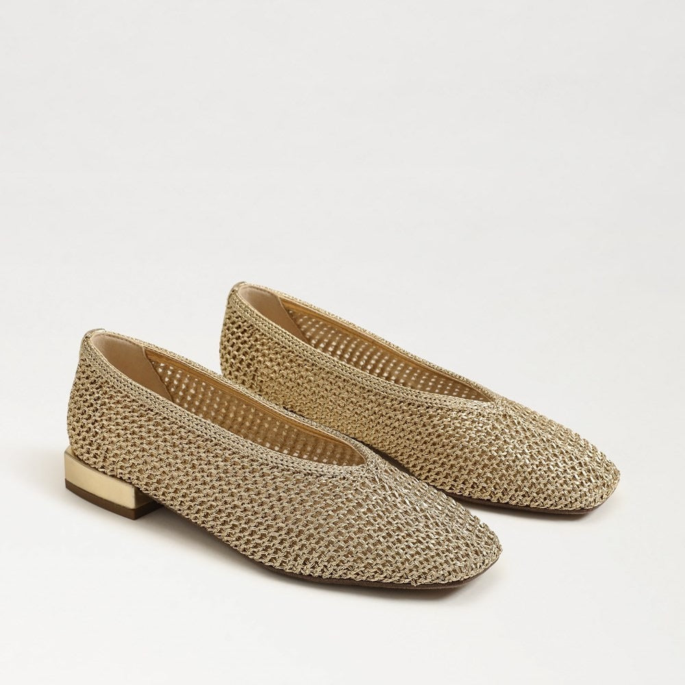 Sam Edelman  Kasey Knit Ballet Flat in Lustra Weave Amber Gold