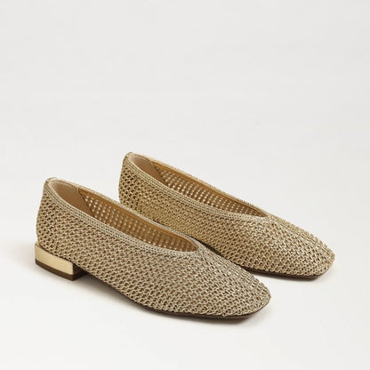 Sam Edelman  Kasey Knit Ballet Flat in Lustra Weave Amber Gold
