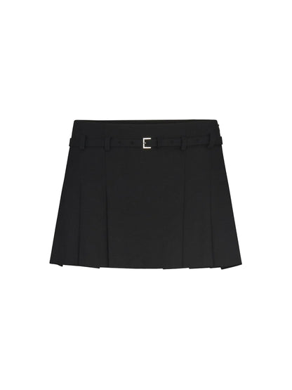 Frame Pleated Mini Skirt in Black