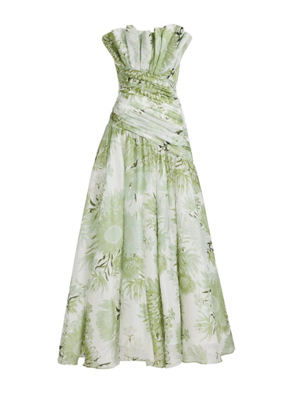 Aje Reflector Gown in Olive Native Floral