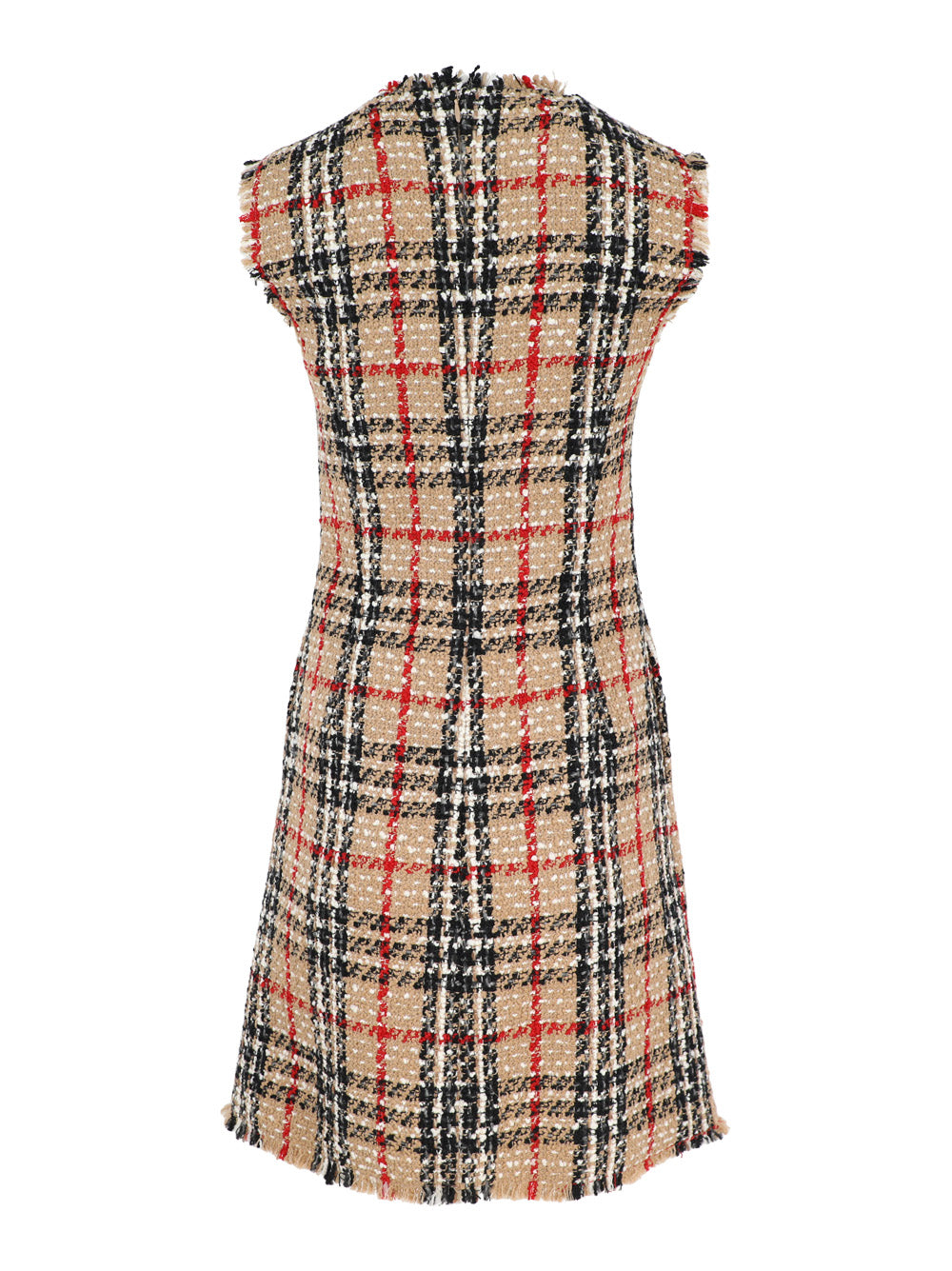 Burberry Abigail Check Wool-Blend Shift Dress in Sand Check