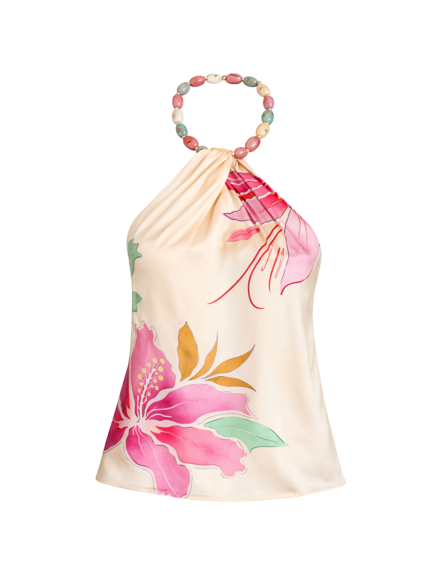 Retrofête Milani Silk Top in Ivory Hibiscus Floral