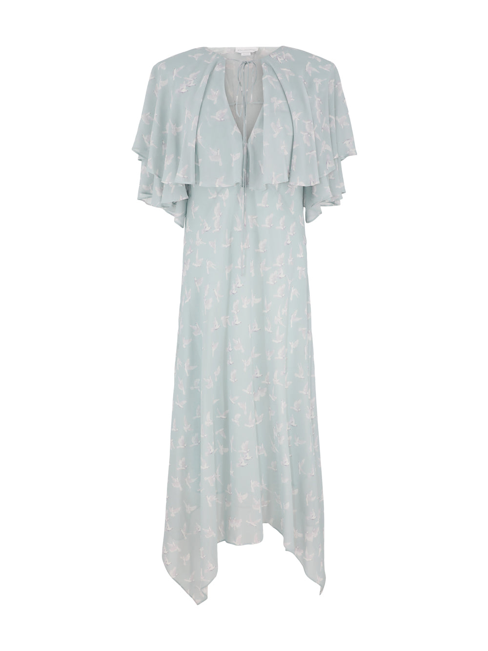 Stella McCartney Georgette Mini Birds Layered Maxi Dress in Mint