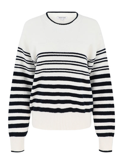 Veronica Beard Rielly Pullover in Off White/Navy