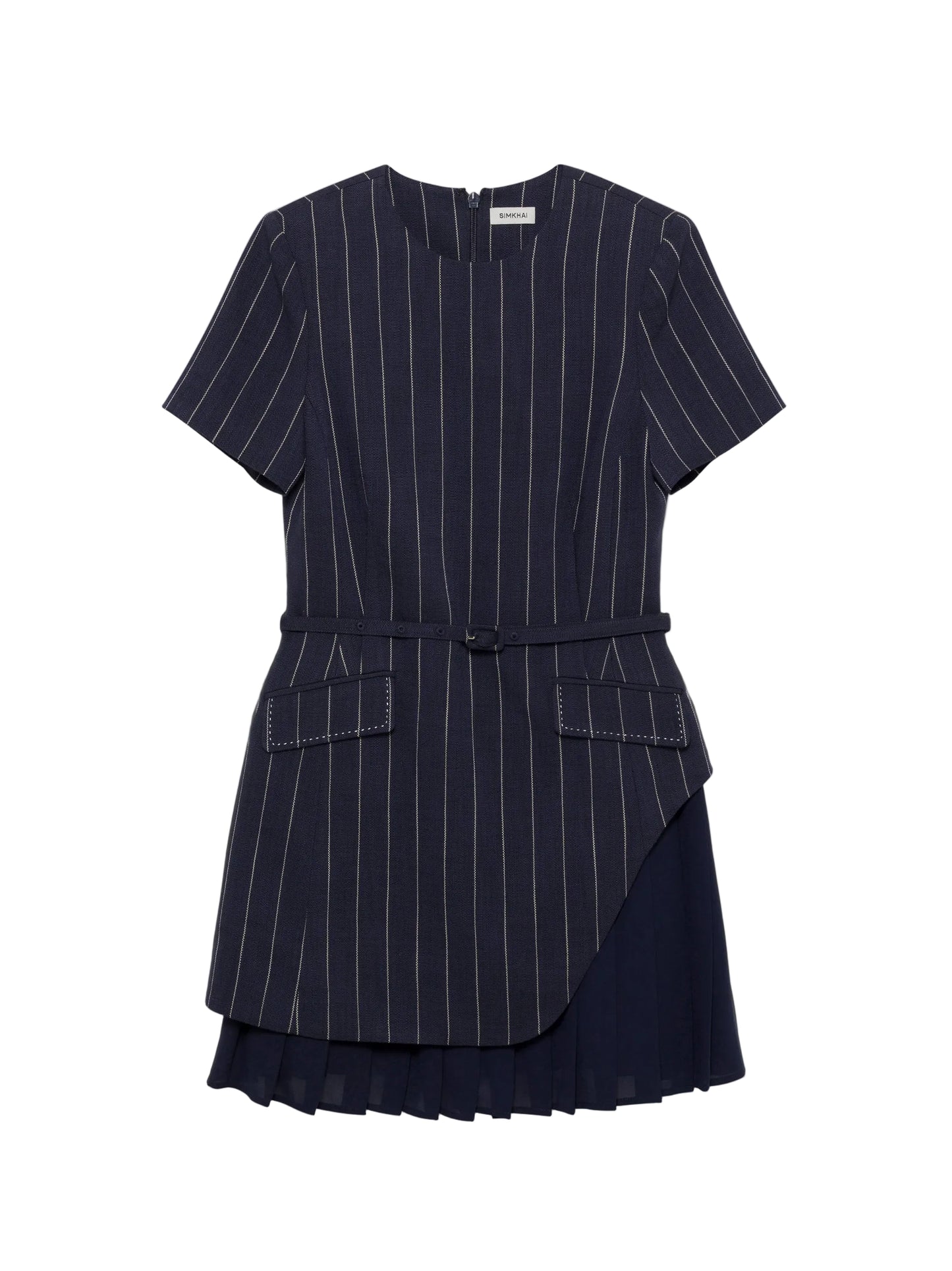 Simkhai Blakely Short Sleeve Mini Dress in Midnight Stripe