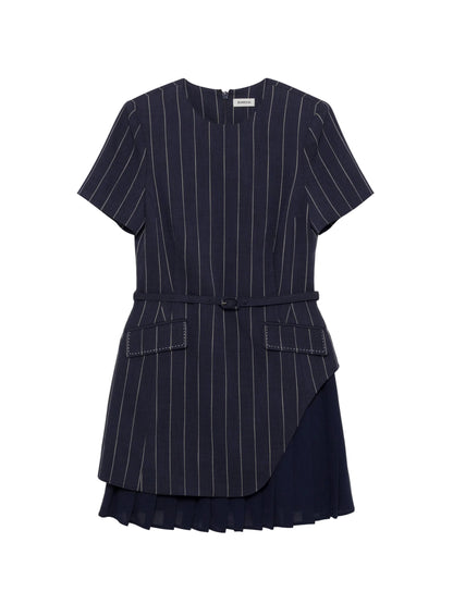 Simkhai Blakely Short Sleeve Mini Dress in Midnight Stripe