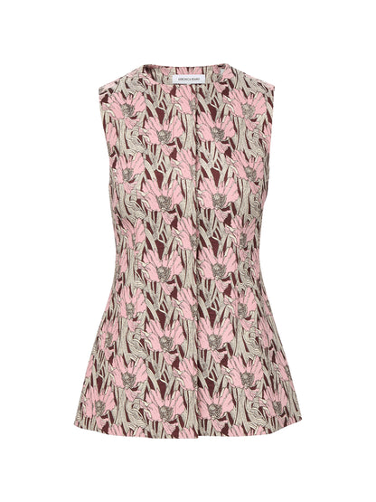 Veronica Beard Jessup Floral Vest in Raisin Multi