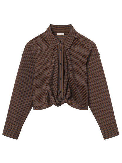 A.L.C. Leo Stripped Cotton Shirt in Brown Multi