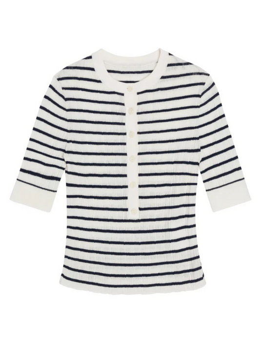 A.L.C. Fisher Top in Bright White/Navy Stripe