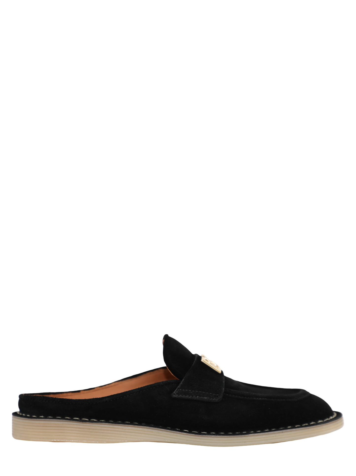 Dolce & Gabbana Suede Loafer Mule in Black