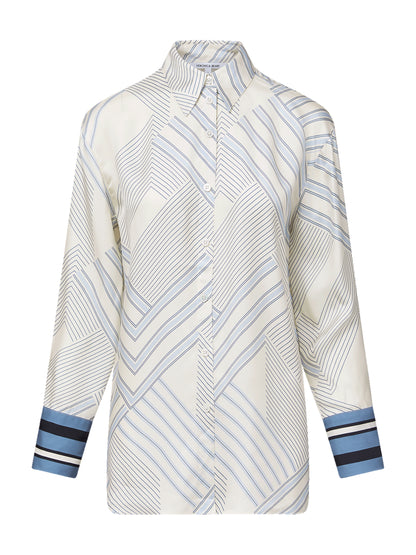 Veronica Beard Delila Blouse in Dove/Blue Lake Multi