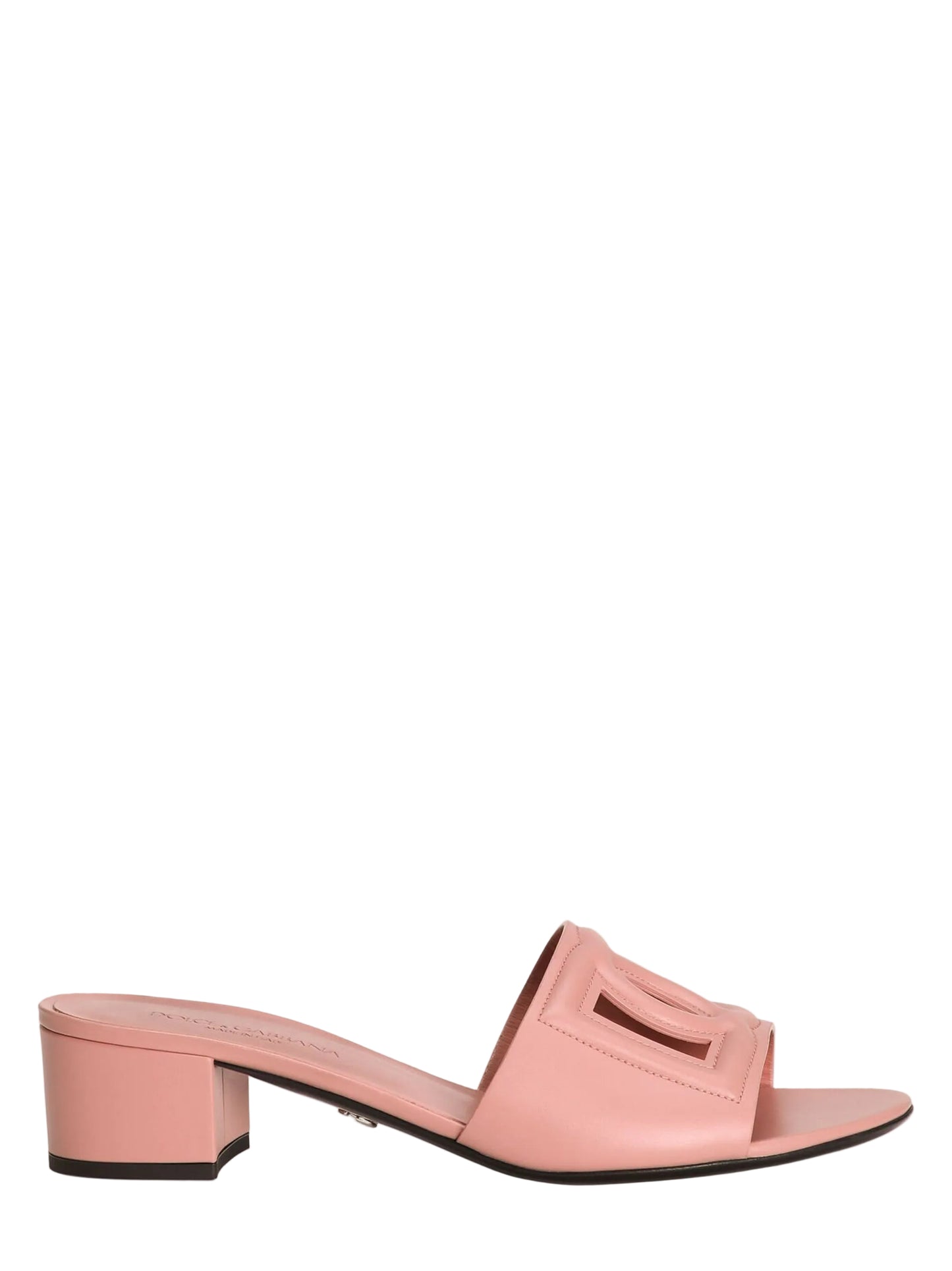 Dolce & Gabbana Calfskin Mules With DG Logo in Pink