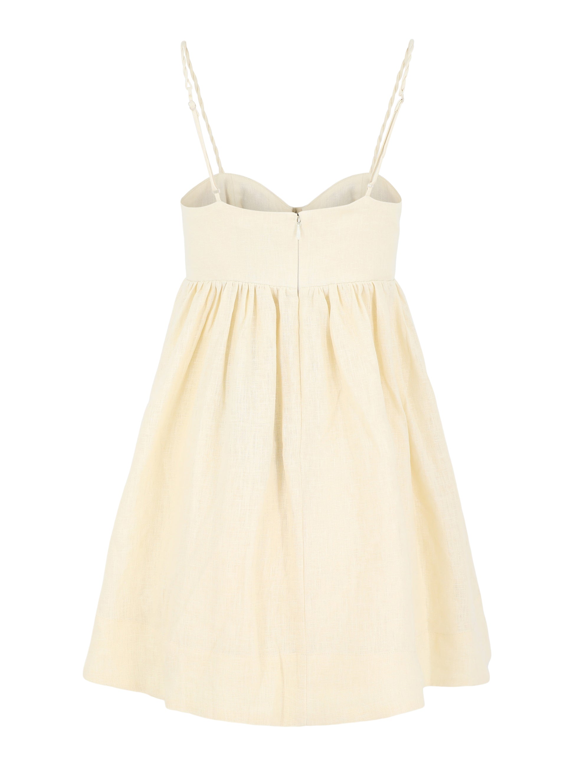 FARM Rio Off-White Coconut Tree Embroidered Euroflax Premium Linen Mini Dress, SAND / L FARM Rio Off-White Coconut Tree Embroidered Euroflax Premium Linen Mini Dress, SAND / L
