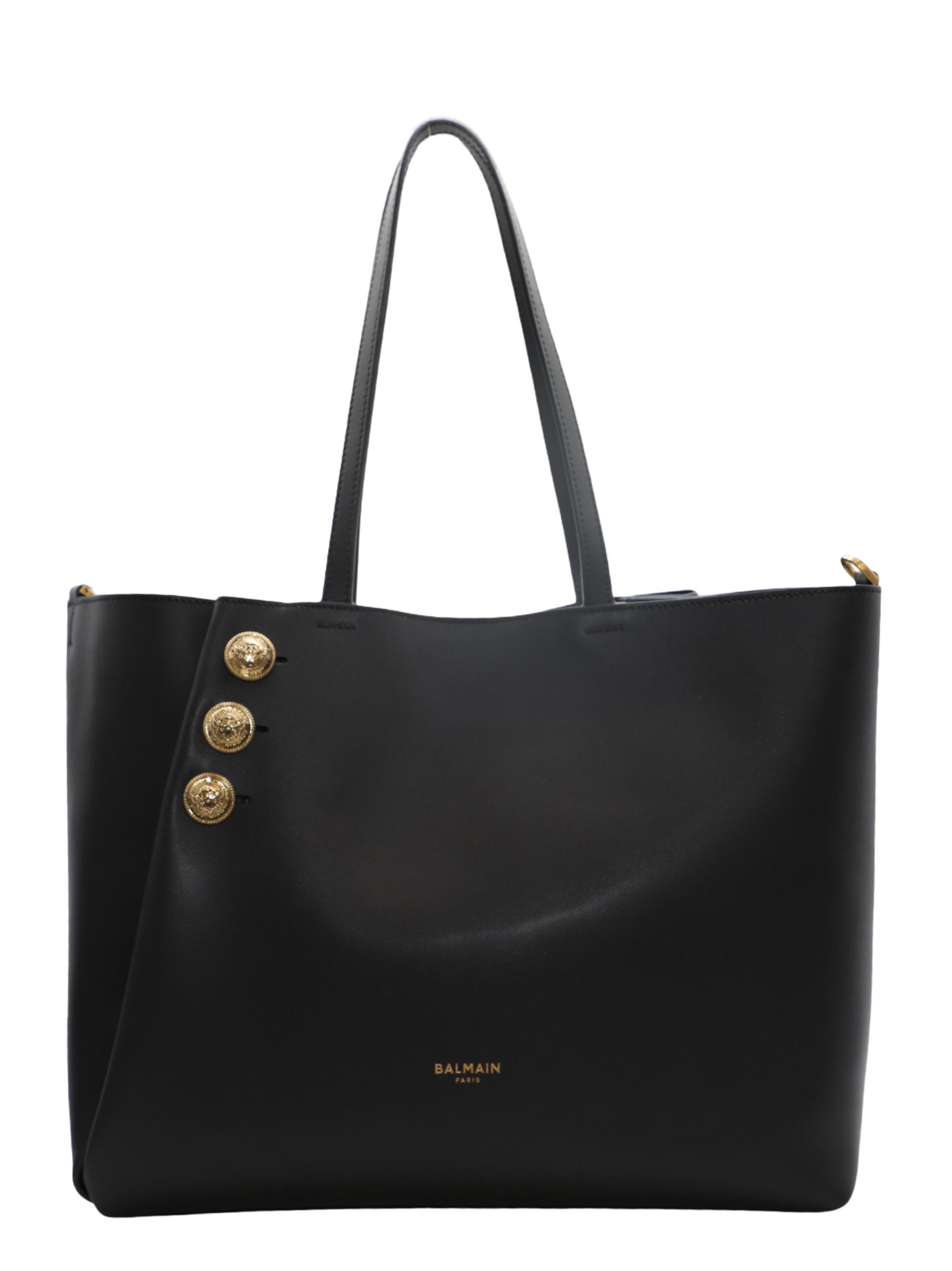 Balmain Emblème Grained Calfskin Tote Bag in Noir – Leigh's