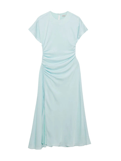 Simkhai Marabella Draped Satin Midi Dress in Sky