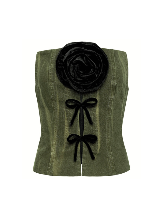 Hellessy Carla Bustier in Olive Distress Wash/Black