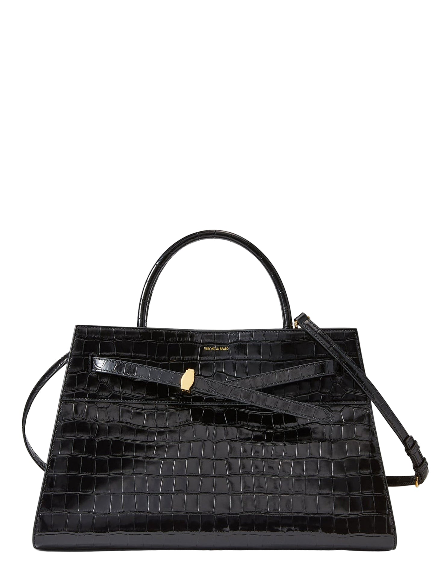 Veronica Beard Large Croc Embossed Veronica Beard Dash Bag in Black