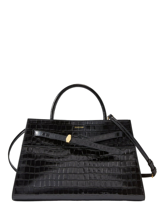 Veronica Beard Large Croc Embossed Veronica Beard Dash Bag in Black