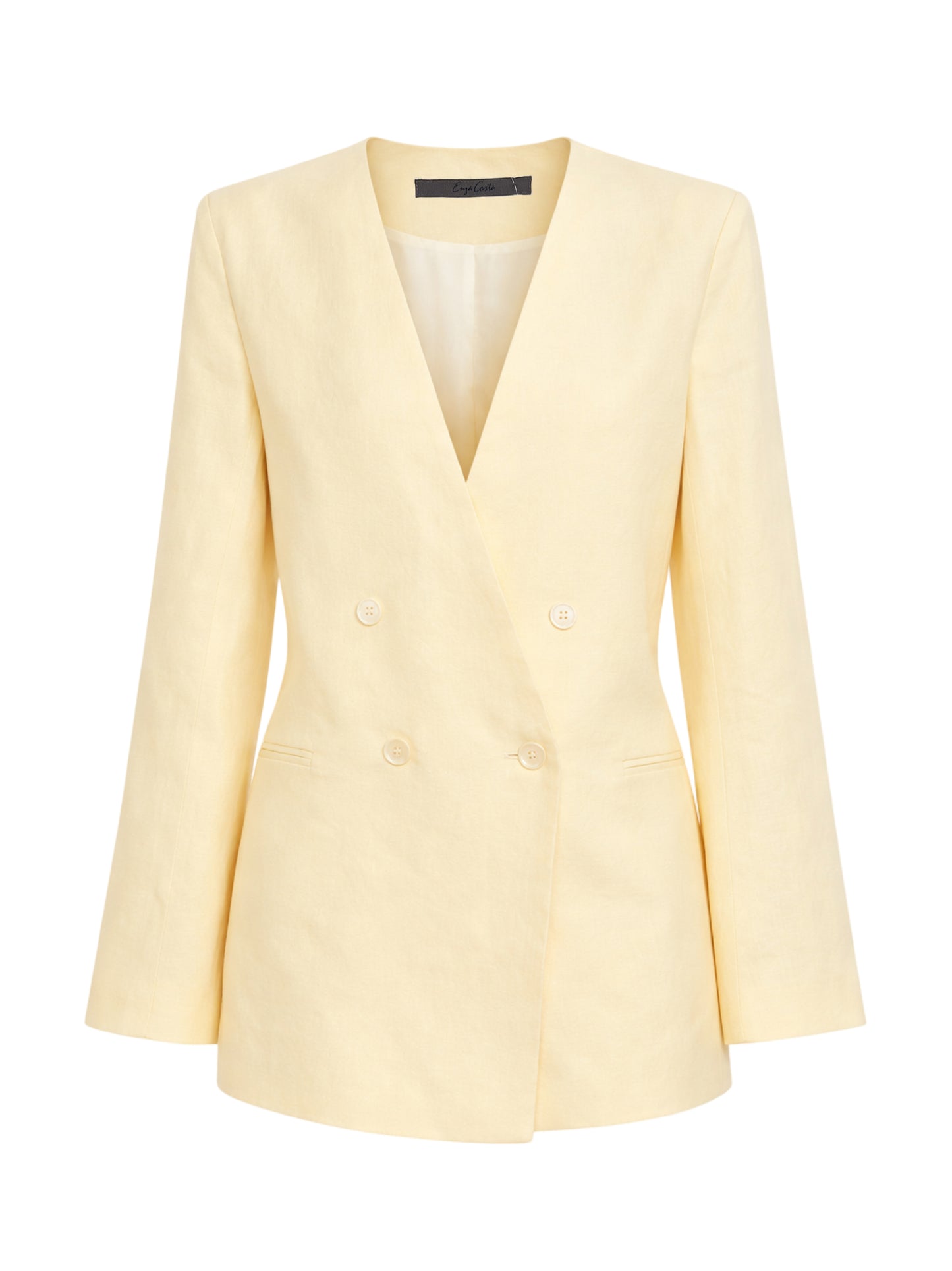 Enza Costa Linen Double Breasted Jacket in Flan
